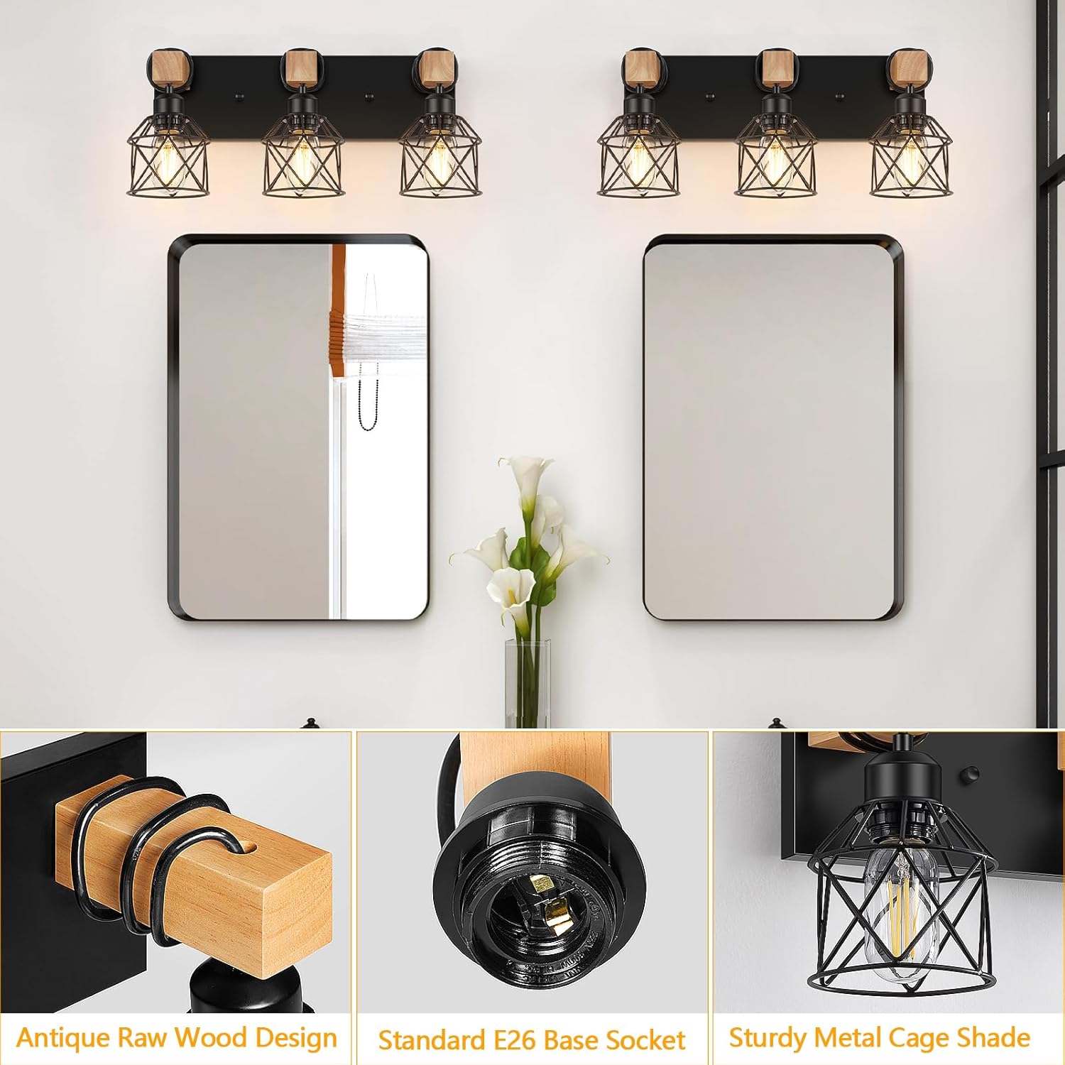 3-Light Farmhouse Vanity Light