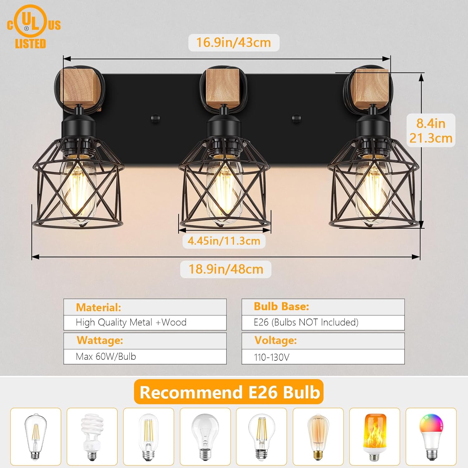 3-Light Farmhouse Vanity Light
